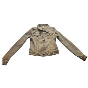 HM Denim Light Wash Distressed Jean Trucker Jacket Women's Size 6 Light Blue